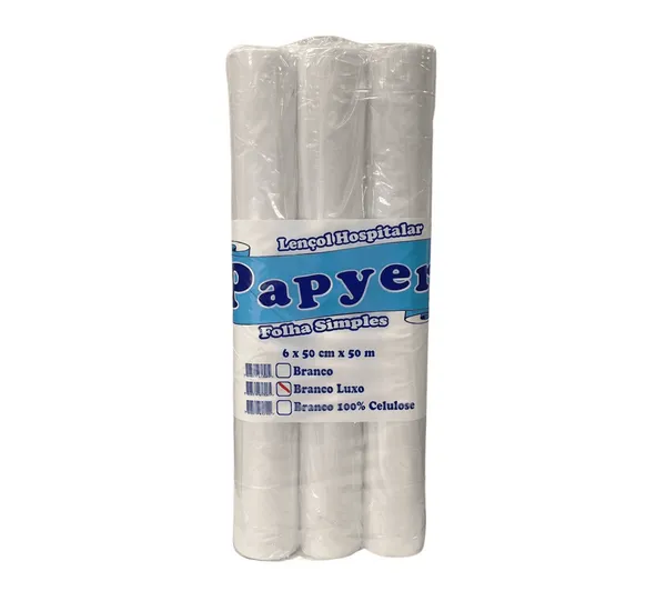 Lençol Hospitalar 100% Celulose Comum 70x50 c/6 - Papyer
