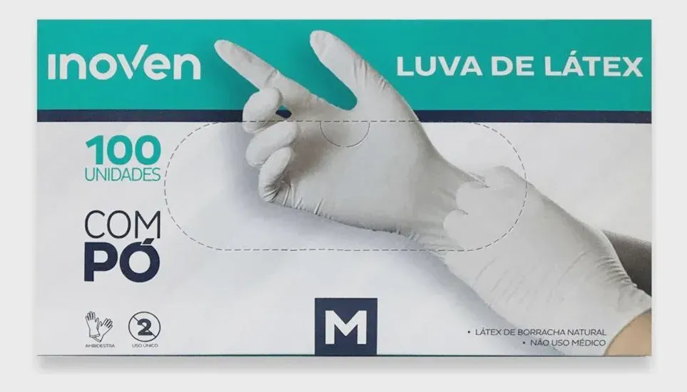 Luva Látex Descártavel c/ 100 Unid (M) - Inoven