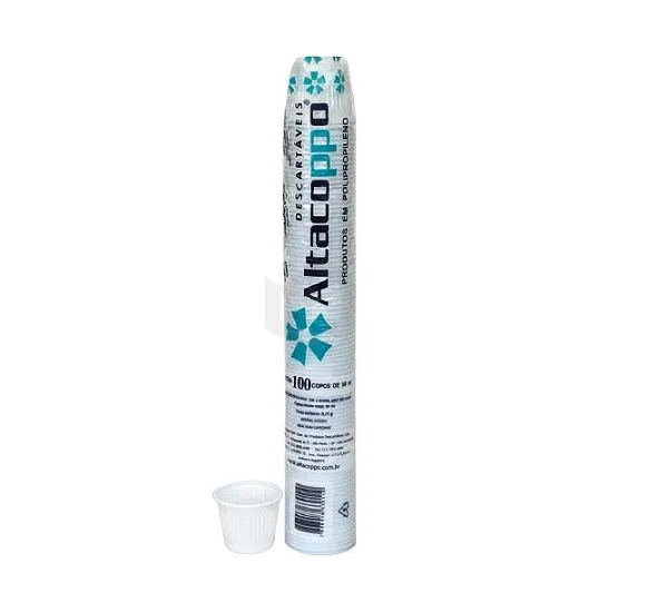 Copo Descartável Branco PP 50 ml c/ 100 - Altacoppo