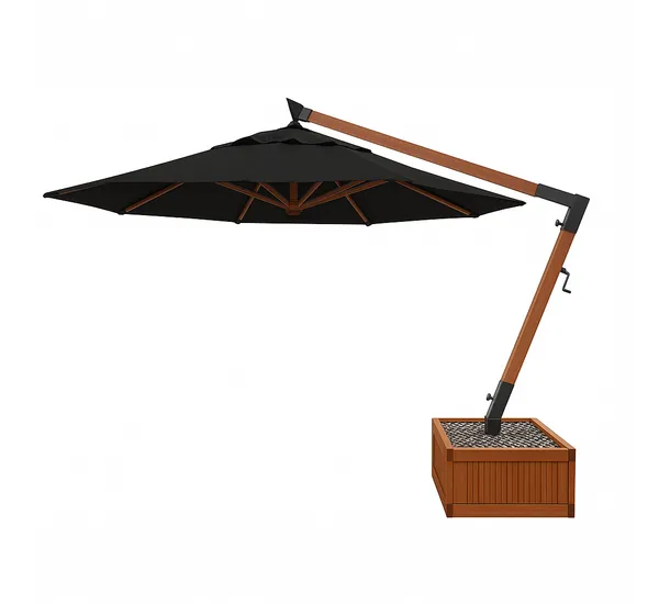Ombrelone Lateral Redondo 4M Base Floreira Preto