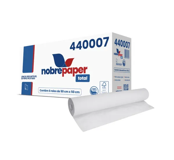 Lençol Hospitalar 100% Celulose Picotado Premium 50X50 C/6 Rolos - Nobre