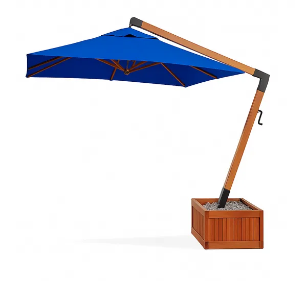 Ombrelone Lateral Quadrado 4M X 4M Base Floreira Azul Royal
