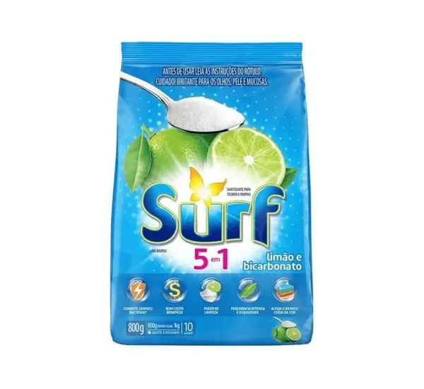 Sabão em Pó 800g Bicarbonato e Limão - Surf
