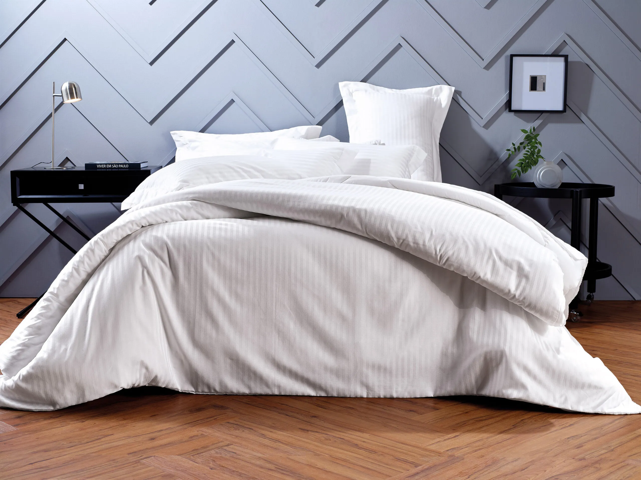 Edredom Solteiro King 50%CO 50% PES, 200 fios, 180 x 260 cm, cor branca