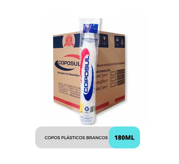 Copo Descartavel Branco 180 ml c/ 2.500 - Coposul
