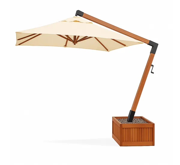 Ombrelone Lateral Quadrado 4M X 4M Base Floreira Creme