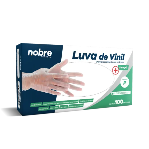 Luva Vinílica Descartável c/100 (P) - Nobre