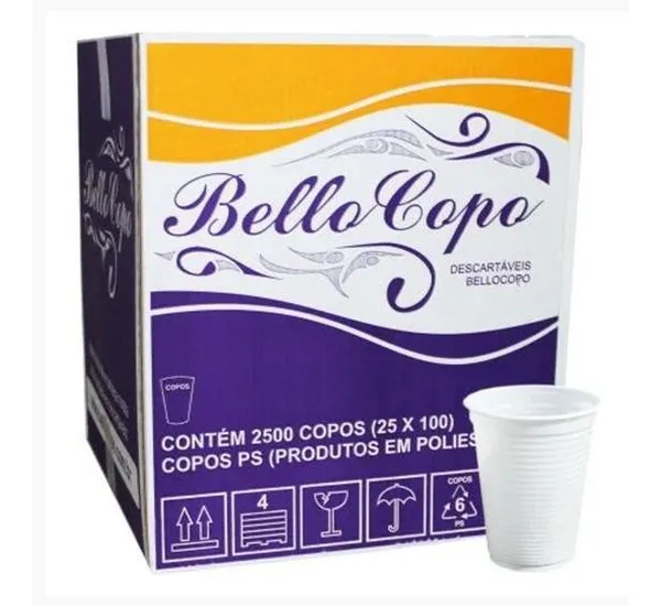 Copo Descartável Branco PP 180 ml c/ 2.500 - Bellocopo