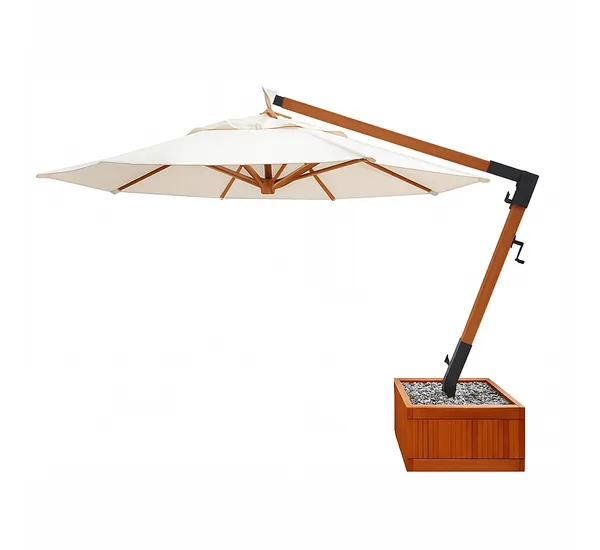 Ombrelone Lateral Redondo 3,5M Base Floreira Branco