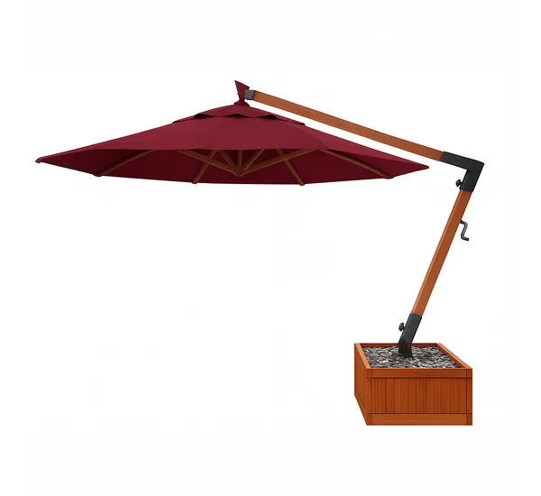 Ombrelone Lateral Redondo 3,5M Base Floreira Vinho