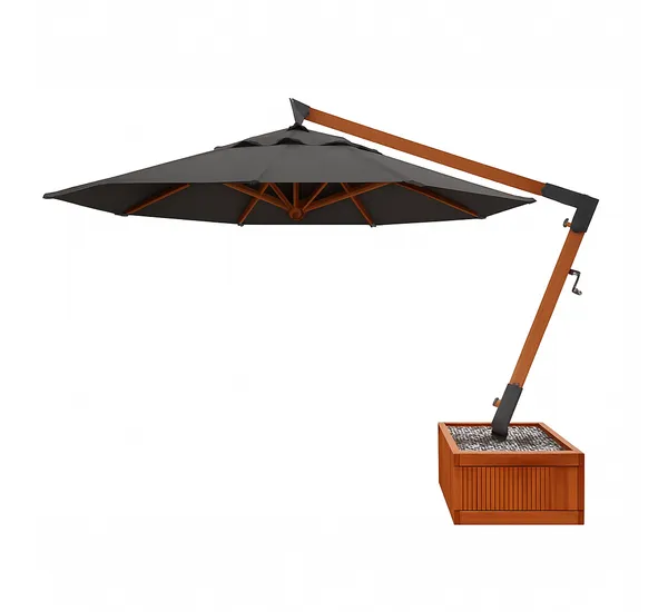 Ombrelone Lateral Redondo 3,5M Base Floreira Grafite