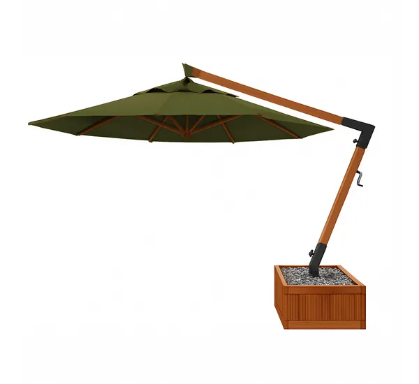 Ombrelone Lateral Redondo 3,5M Base Floreira Verde Militar