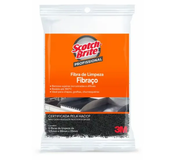 Fibra de Limpeza Fibraço 3M™ Scotch-Brite™ Profissional – 5 unidades