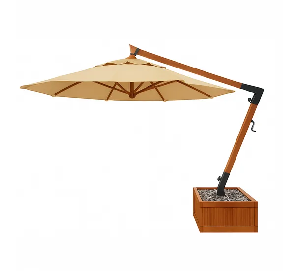 Ombrelone Lateral Redondo 3,5M Base Floreira Areia