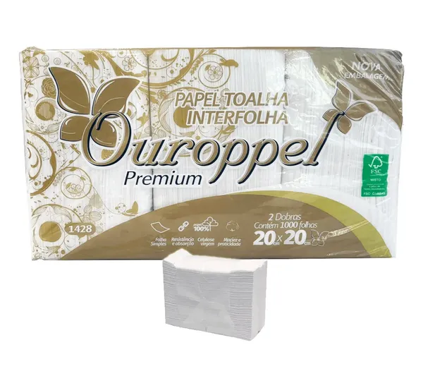Papel Toalha Interfolha F. Simples  2D 4x250 Luxo Premium - Ouroppel