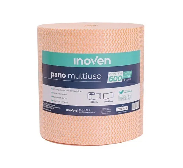 Pano Multiuso 300m  Laranja c/ 600 Unid 28x50cm - Inoven