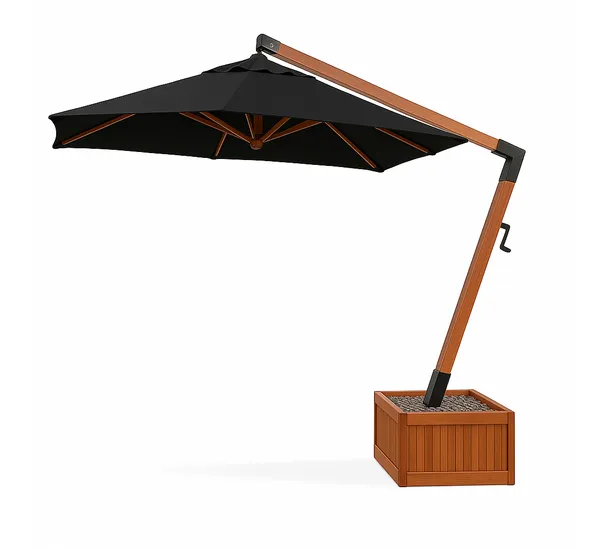 Ombrelone Lateral Quadrado 4M X 4M Base Floreira Preto