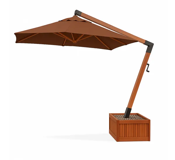 Ombrelone Lateral Quadrado 3M X 3M Base Floreira Marrom