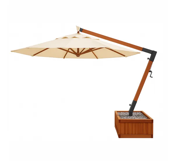 Ombrelone Lateral Redondo 4M Base Floreira Creme