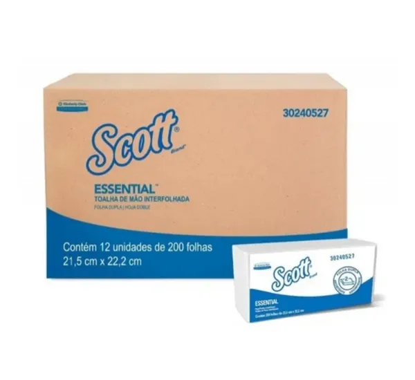 Papel Toalha Interfolha F. Dupla 2D 21,5cmx22,2cm c/ 2400fls - Scott